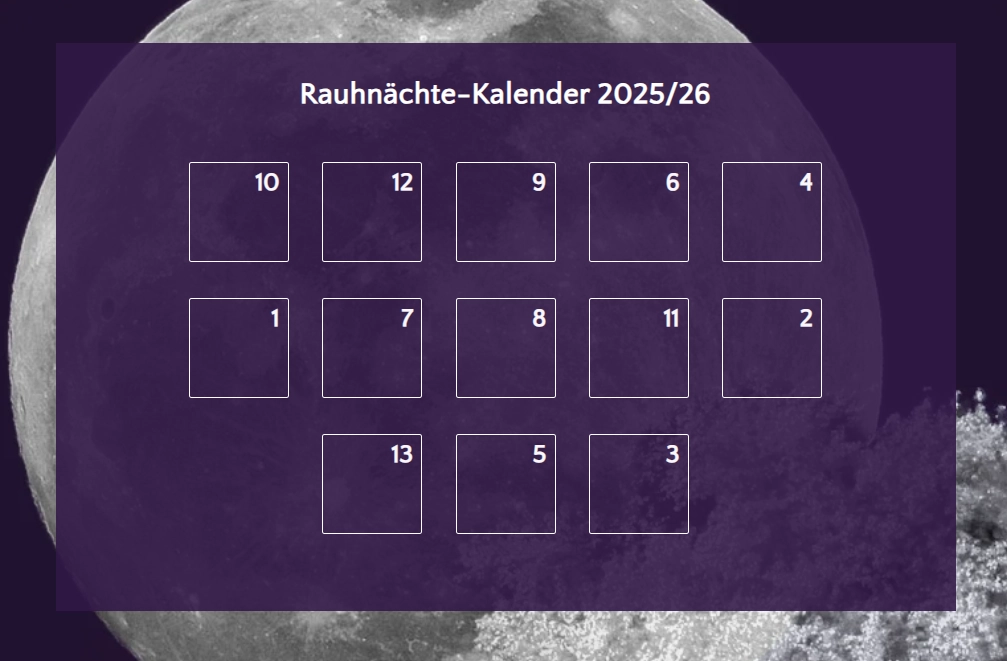 Abbildung des Online-Rauhnächte-Kalenders2025/26