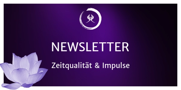 Lotusblüte auf violettem Hintergrund - Aufschrift Newsletter "Energie im Wandel"<br />